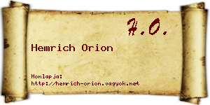 Hemrich Orion névjegykártya